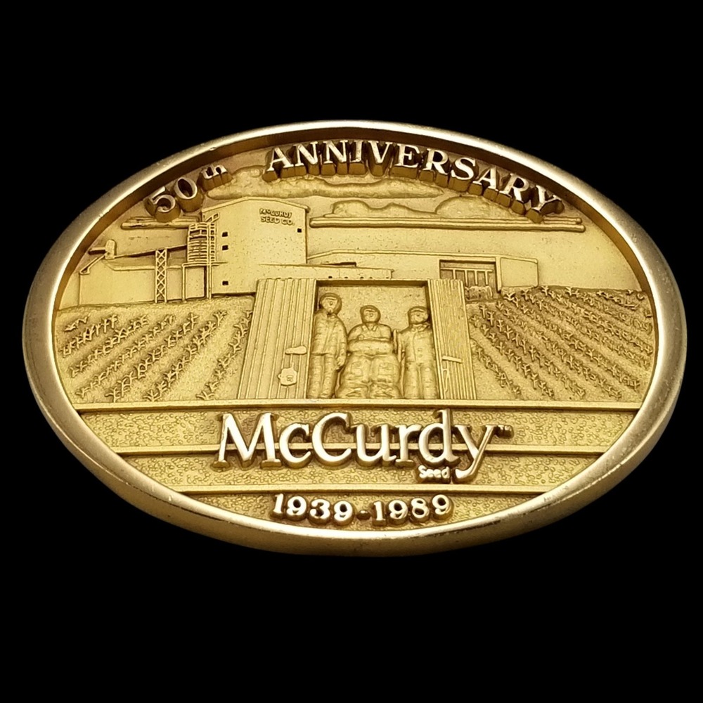 1989‎ Jostens McCurdy Seed Co 50th Anniversary Belt Buckle 1939-1989 Vintage